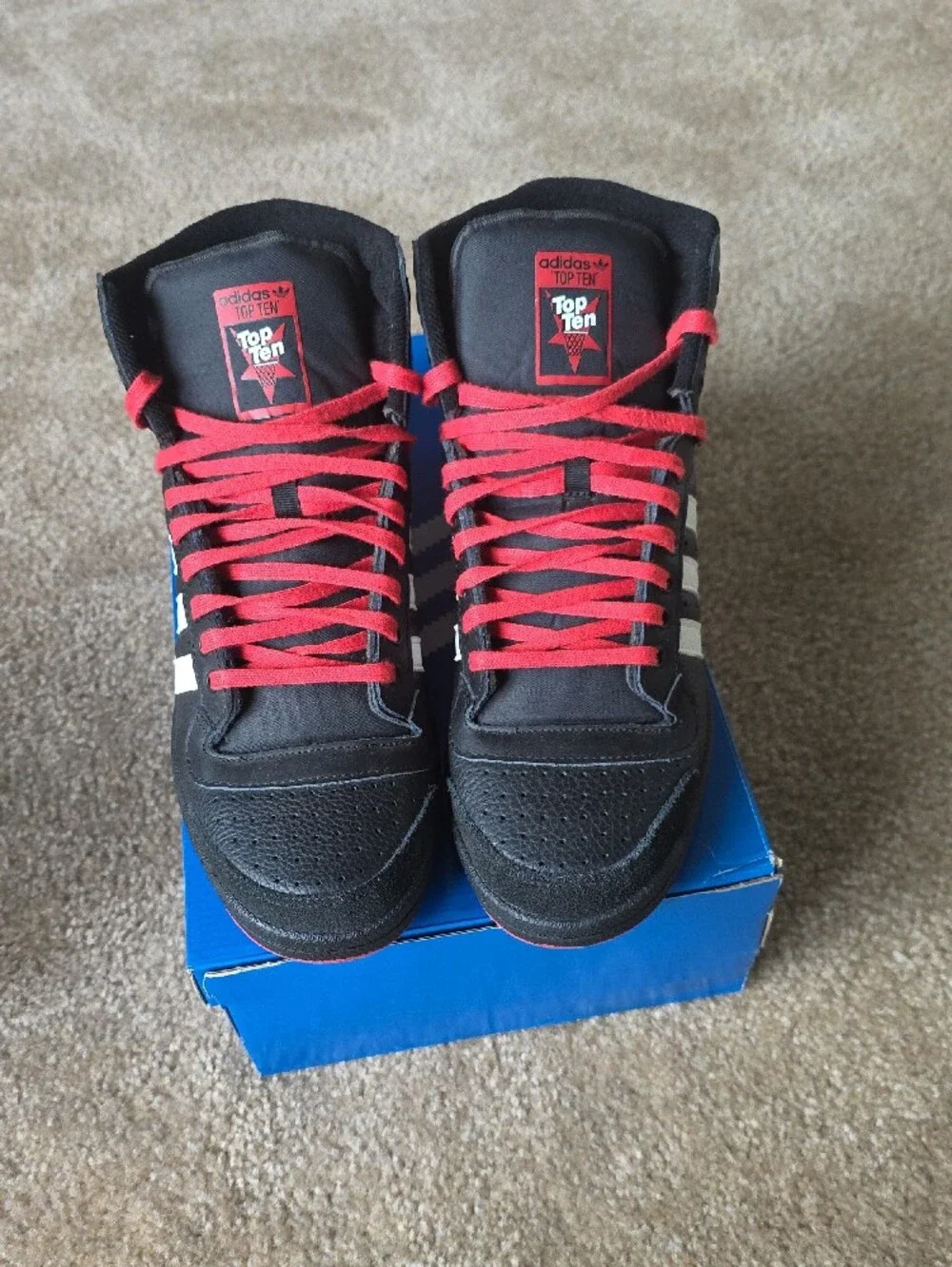 adidas Men’s Black, Red & White High-Top Sneakers